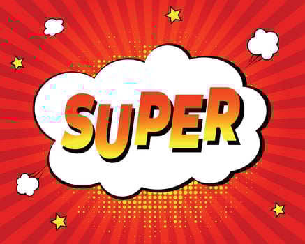 Comic speech bubble with super text vector