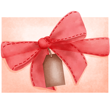 Watercolor vintage gift box with red ribbon bow and tag clipart, Valentines day gift. png