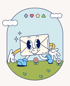 Envelope retro character mascot vintage trendy hand draw funny doodle comic collection vector