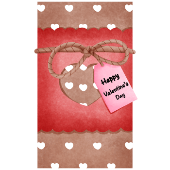 Watercolor vintage valentine gift clipart, Brown and red with happy valentines day tag illustration. png
