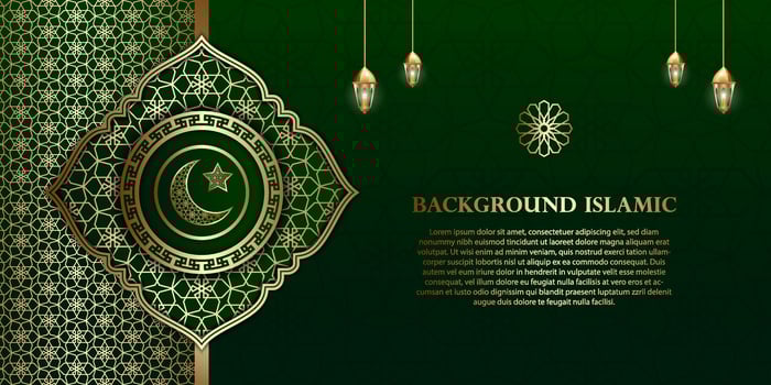 business card background with an Islamic or Arabic theme. luxurious dark green and gold colors vector