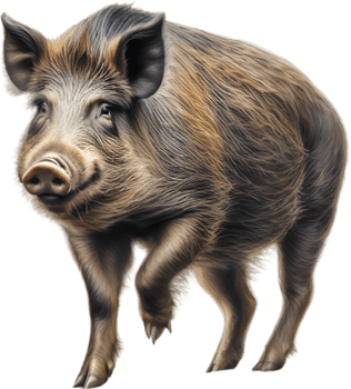 AI generated Wild Boar. Close-up colored-pencil sketch of Wild Boar. png