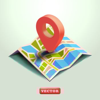 Map with location elements, 3d vector. Suitable for websites, business and ecommerce vector
