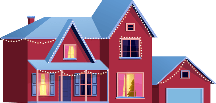 Winter house with christmas decoration png