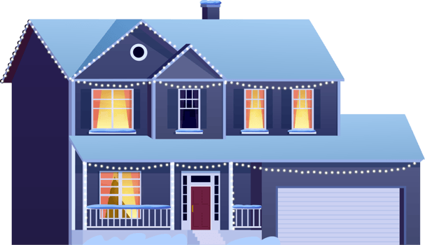 Winter house with christmas decoration png