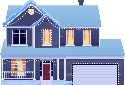 Winter house with christmas decoration png