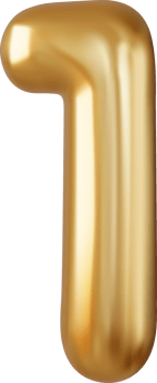 3d Number 1. One Number sign gold color. png