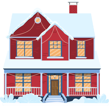 Winter house with christmas decoration png
