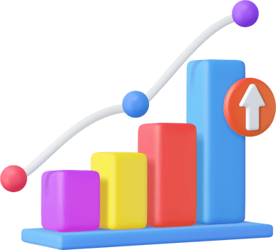 3d Business bar graph strategy concept png