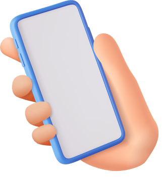 3D Hand holding mobile phone with empty screen png