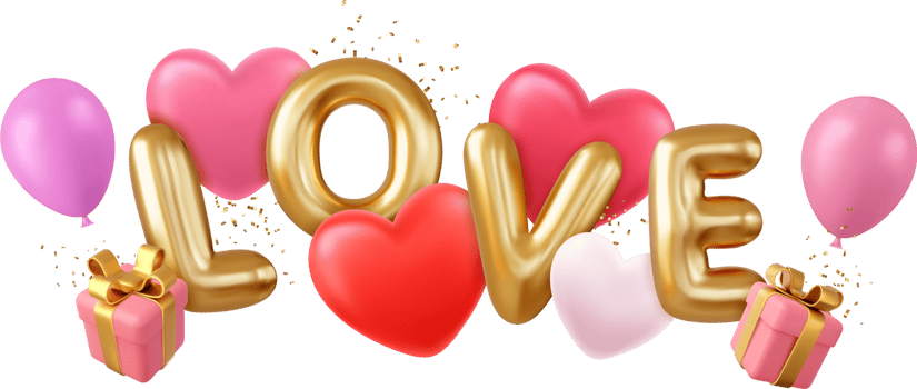 3d Romantic creative composition. png