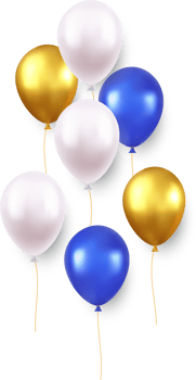 white gold blue balloons png