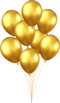 3d Realistic gold Happy Birthday Balloons png
