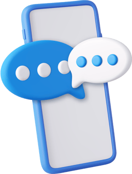3D render smartphone with floating chat png