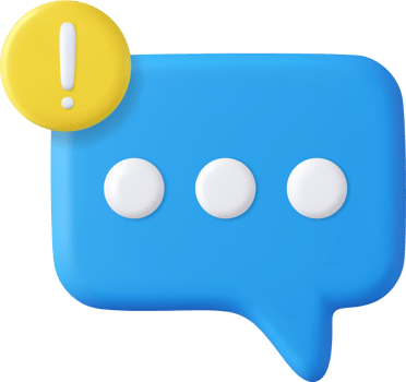 3D speech bubble with alert notification. I png