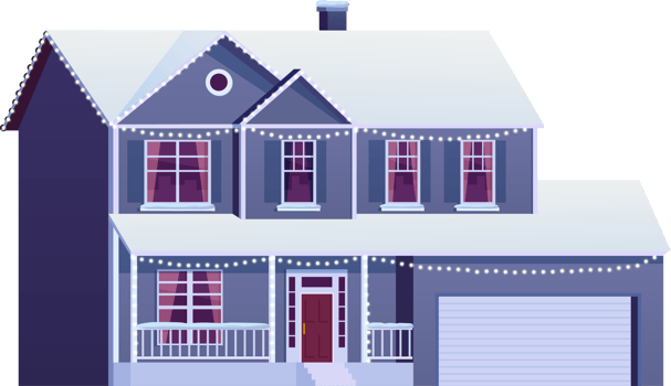 Winter house with christmas decoration png