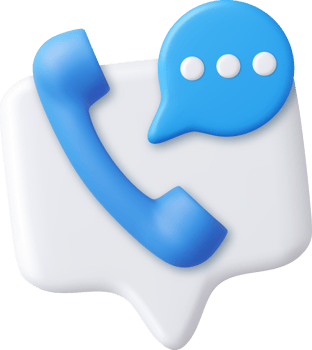 3d Phone handset with speech bubble. png