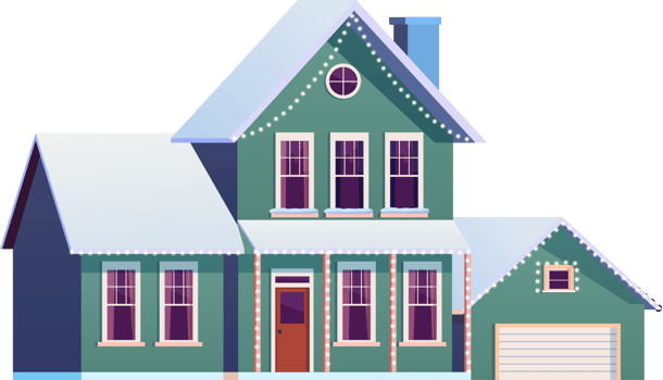 Winter house with christmas decoration png