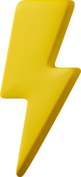 3d Yellow thunder and bolt lighting flash png