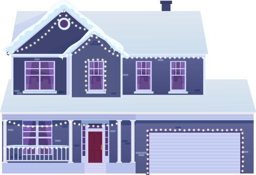 Winter house with christmas decoration png