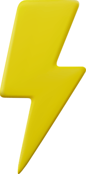 3d Yellow thunder and bolt lighting flash png