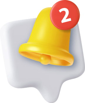 3D notification bell alert icon png