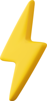 3d Yellow thunder and bolt lighting flash png
