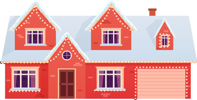 Winter house with christmas decoration png