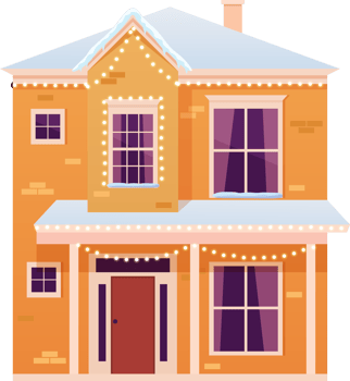 Winter house with christmas decoration png