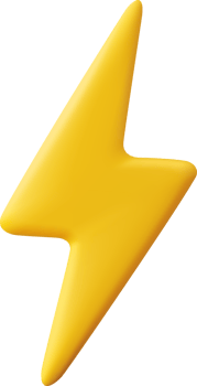3d Yellow thunder and bolt lighting flash png