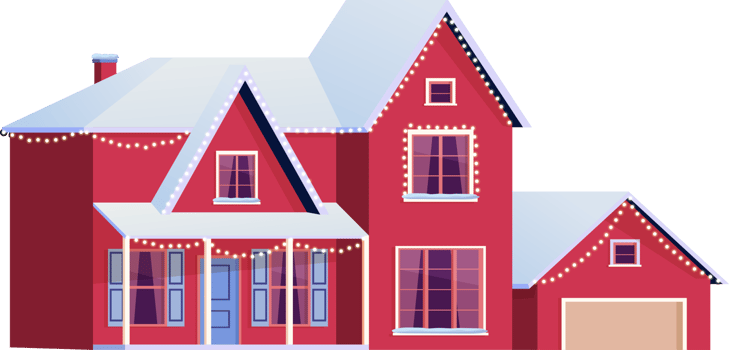Winter house with christmas decoration png