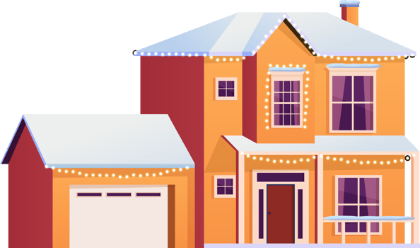 Winter house with christmas decoration png