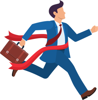 Manager or businessman at finish line. png