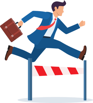 Businessman jumping over the obstacle png