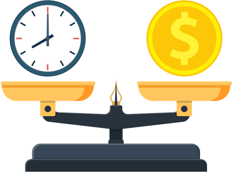 Time is money on scales icon. png