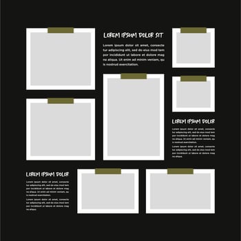 Pictures or photos frame collage abstract photo frames and digital photo wall template vector