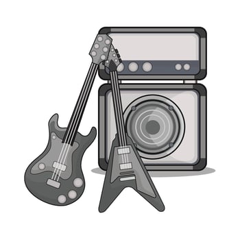 illustration of electric guitar with speaker vector