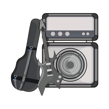 illustration of electric guitar with speaker vector
