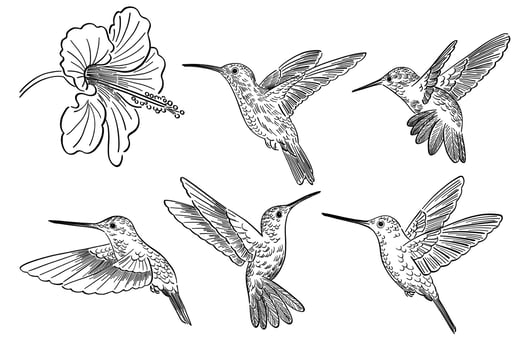 hand drawn doodle style illustration of colibri vector