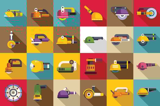Wall chaser icons set flat vector. Construction building vector