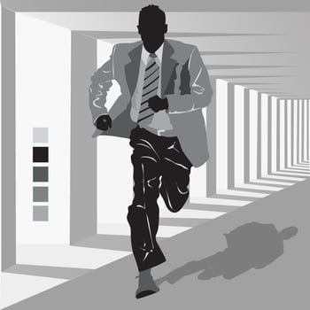 a man wearing a suit running in a black and white monochrome style vector