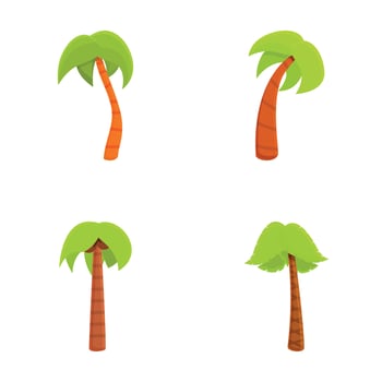 Palm tree icons set cartoon vector. Various green tropical palm vector