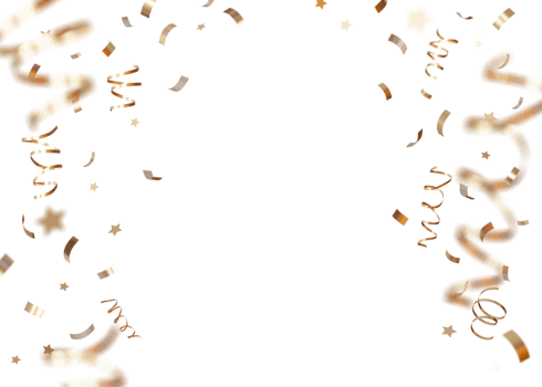 Golden confetti on transparent background. Shiny particles, close up view. Party, Merry Christmas, New year, Birthday decoration. Cut out. Perfect for celebrations, invitations, festive design. 3D. png