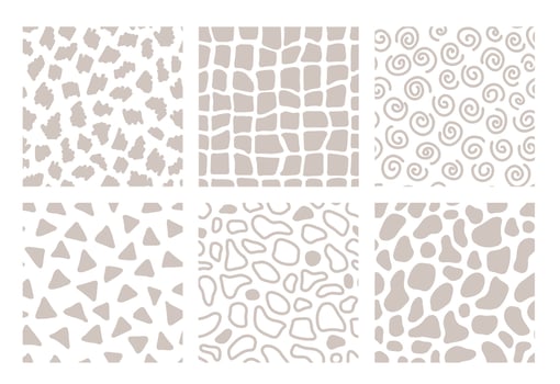 Seamless patterns pastel set in minimalistic style. Mid century aesthetic background vector