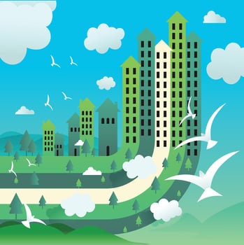 Green House Paper cut Vector