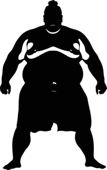 AI generated Silhouette Japanese sumo athlete black color only vector