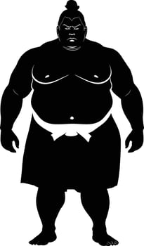 AI generated Silhouette Japanese sumo athlete black color only vector
