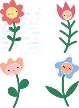 Pastel set of cute flowers vector