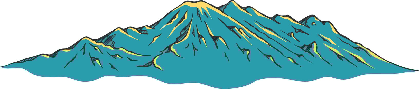 Hand drawn mountains color vector illustration