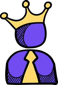 Businessman icon with crown on his head color vector illustration